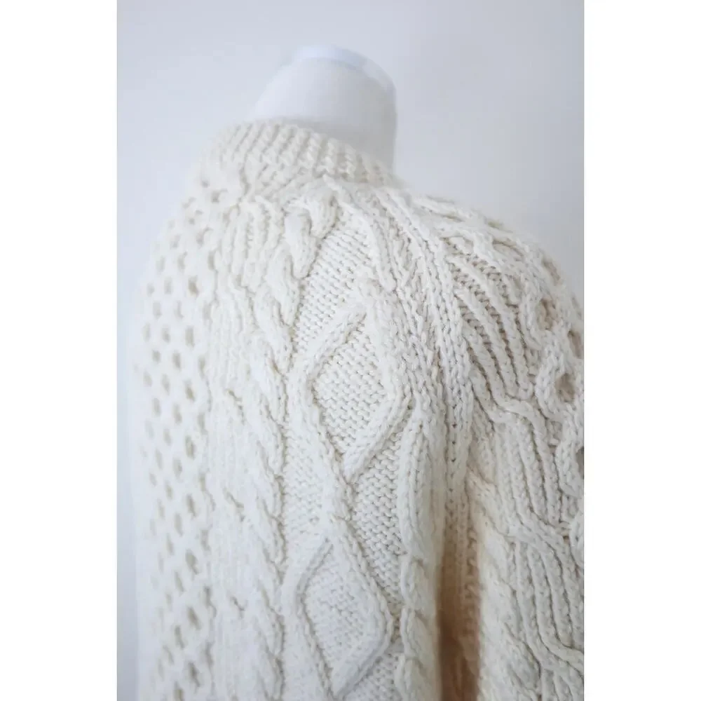 Vintage Handknit Cable Hand Knit Cardigan Sweater Carrick On Suir Ireland - Picture 13 of 14